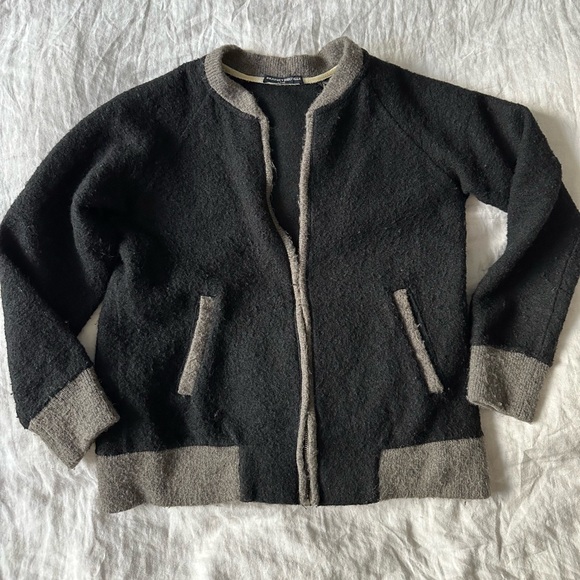 Two-tone Knit Bomber Jacket - Picture 2 of 5
